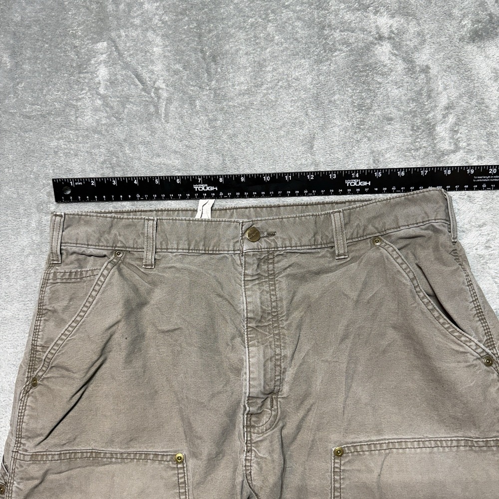 Carhartt B195 LBR Double Knee Canvas Carpenter Work Pants Brown Distressed 36x35 - Picture 15 of 16